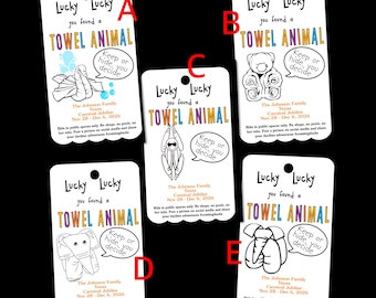 Towel Animal Tags, Cruising Duck Towel Animal Tags