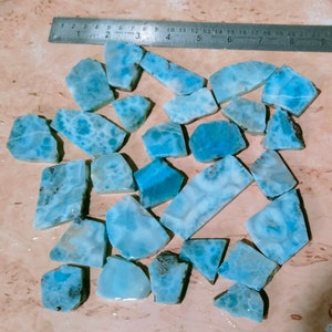 Natural Larimar -100% Larimar Gemstone - Larimar Loose Stone - Larimar Slabs -  Larimar Slabs Small Raw Larimar Slab Wholesale Lot.