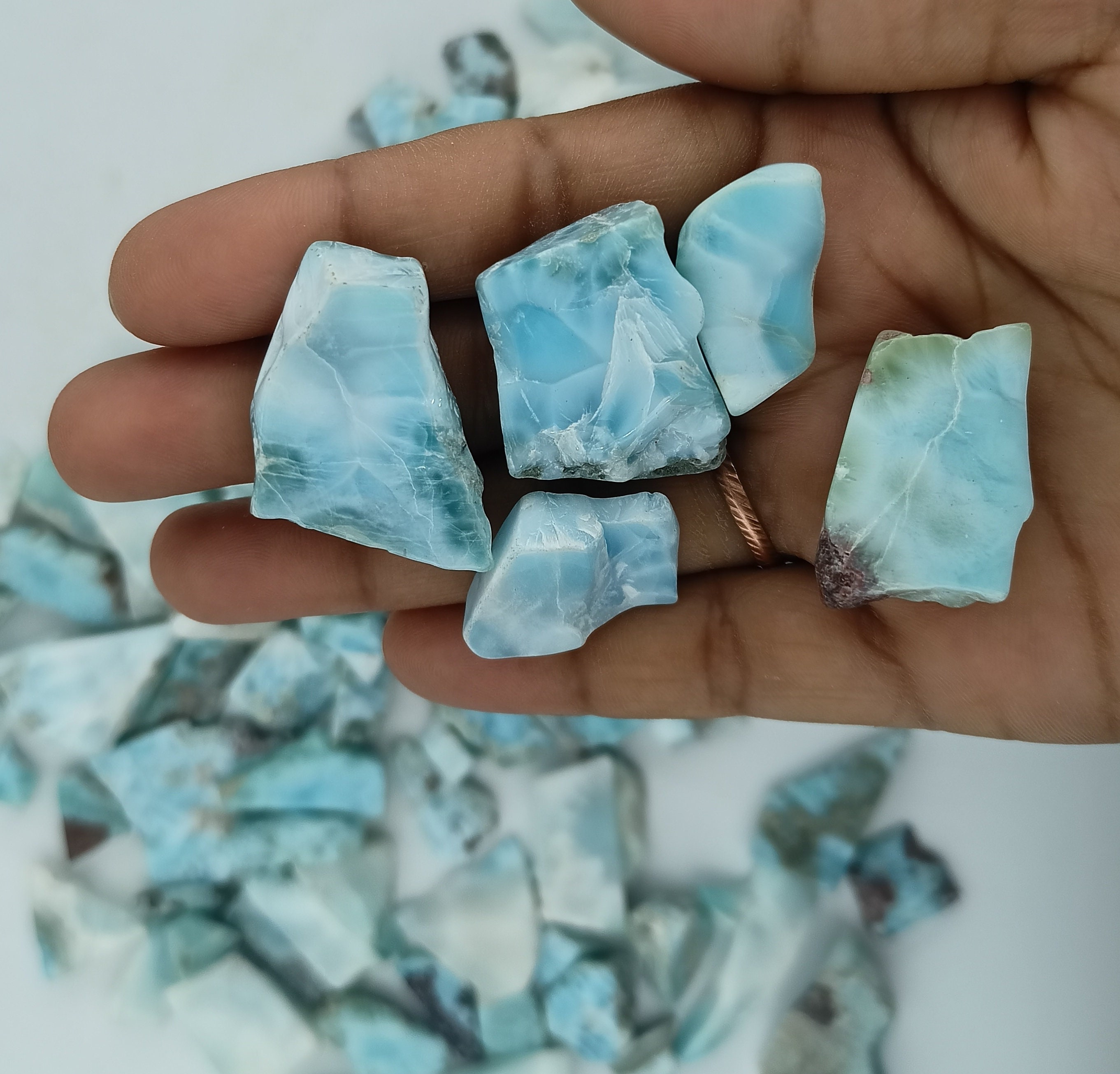 天然ラリマースラブロット、ルースジェムストーンプレート卸売ロット