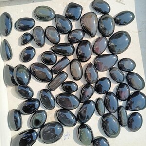 Long Oval Shape Flashy Natural Black Rainbow Obsidian