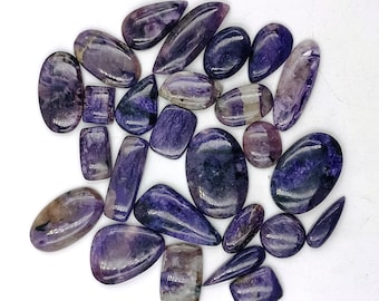 Handmade Charoite Cabochon Lot Multi-Shape Gemstone Collection Wholesale Lot