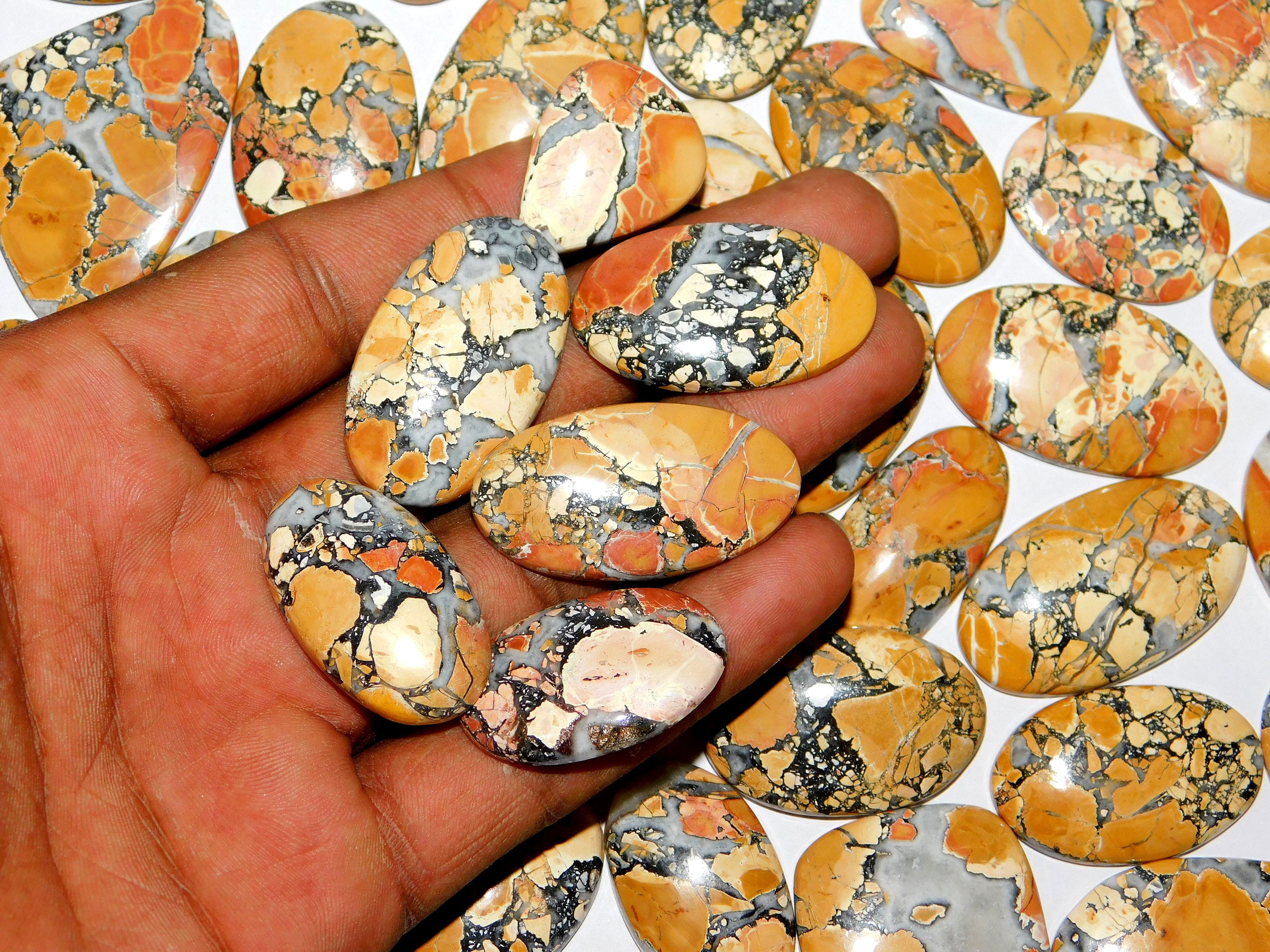 60/% Sell Natural Malingano Jasper Rare Top Quality Handmade Malingano Jasper Cabochon Loos Gemstone Jewelry Making Stone 76Cts 40x40x4mm