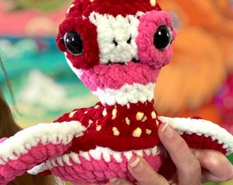 Crochet Sea Turtle Toy: Red Mini Fruity SeaTurtle Strawberry Colors Christmas Gift