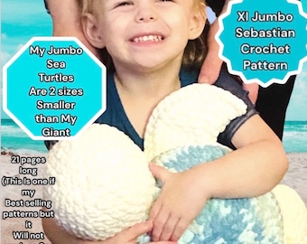 Crochet Jumbo Sea Turtle Pattern: XL Amigurumi Toy/Pillow (PDF Digital Download)