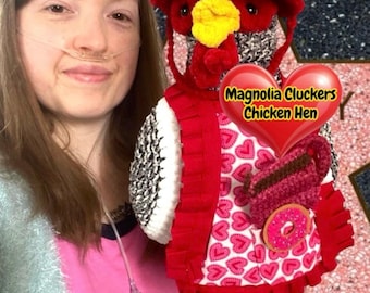 Large Crochet Chicken Hen: Realistic Amigurumi Plush Toy, with removeable Hat and Apron