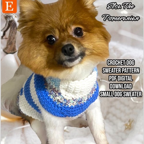 Crochet Elegant Dog Sweater Pattern PDF Digital Download Pattern 7 Pages long