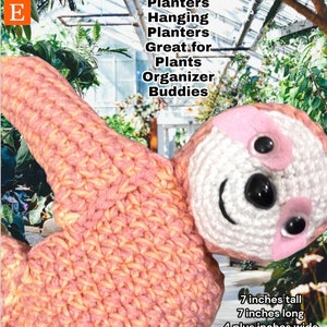 Patrón de maceta colgante de perezoso amigurumi de crochet en formato PDF Descarga digital Patrón de maceta colgante de perezoso organizador de 7 páginas