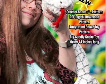 Amigurumi Crochet Snake Toy Pattern: Extra Large Cuddly Snake (PDF Digital Download)