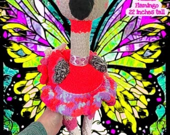 Crochet Flamingo Toy: 22" Amigurumi Bird with Skirt