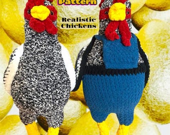 Amigurumi Crochet Chicken & Rooster Toy Pattern (PDF Digital Download)