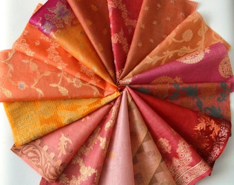 昭*和様 60s 〜 80s まとめ売り 10枚 vintage ビンテージ バ 8 Inch X 16 Pieces Mixed Colour Recycled Vintage Silk Sari