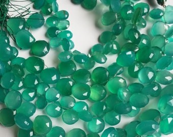Green Onyx Briolette Faceted Pear Shape Beads, Green Onyx Pear Shape beads, Onyx Beads,1 Strand 8 Inch Length, Onyx Gemstones Teardrop Beads