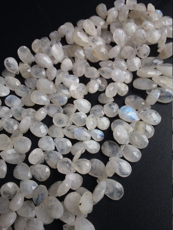 Moonstone Beads 7x5mm-9x10mm 9.5 Inches SP1236 1 Strand Excellent Quality Rainbow Moonstone Faceted Pear Beads Briolettes