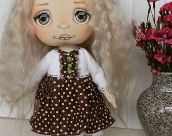 doll Valentineday gift interior doll decor doll birthday gift doll art doll in cloth tilda doll vintage stuffed doll craft textile doll rag
