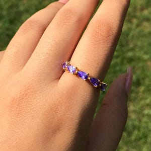 925 Sterling Silver Ring, Amethyst Ring, Eternity Band, Purple Jewelry, February Birthstone, Wedding Band, Dainty Ring, Minimalist Jewelry