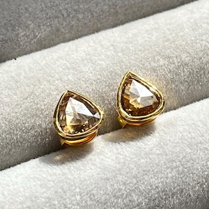 Kolczyki ze złota 14K z diamentami w szlifie różanym i biżuterią w stylu minimalistycznym