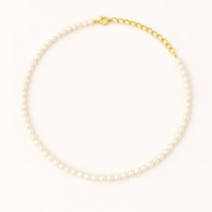Fresh Water Pearl Necklace, Natural Gemstone Necklace, Beaded Necklaces, 3mm Faceted Bead Necklaces, Beaded Chains, Handmade Jewelry Gift