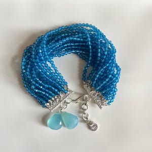 Handmade Apatite Multi-Strand Beaded Bracelet, 925 Sterling Silver Boho Gemstone Jewelry, Adjustable Layered Bracelet, Gift for Her