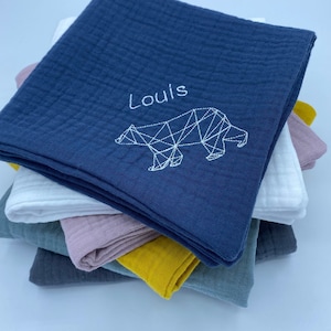 Personalized embroidered triple cotton gauze comforter