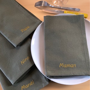 Pack de 6 serviettes de table brodées personnalisées Curry image 10