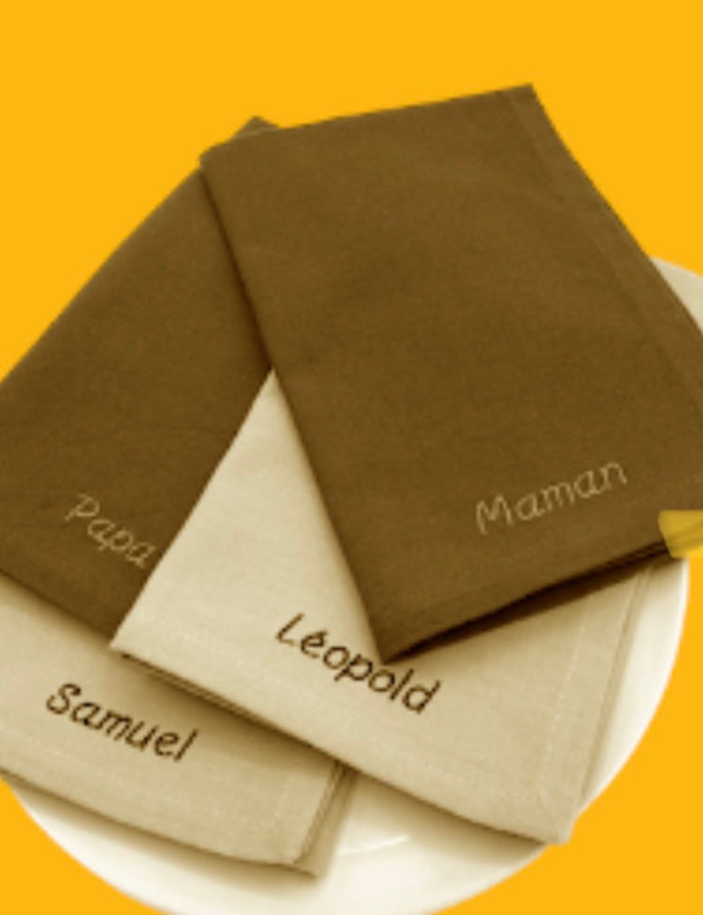 Pack de 6 serviettes de table brodées personnalisées Curry image 7