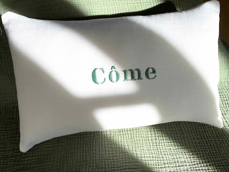 Cuscino in lino ricamato personalizzato con rivestimento sfoderabile immagine 8