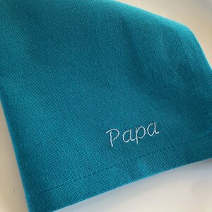 Pack de 6 serviettes de table brodées personnalisées Turquoise