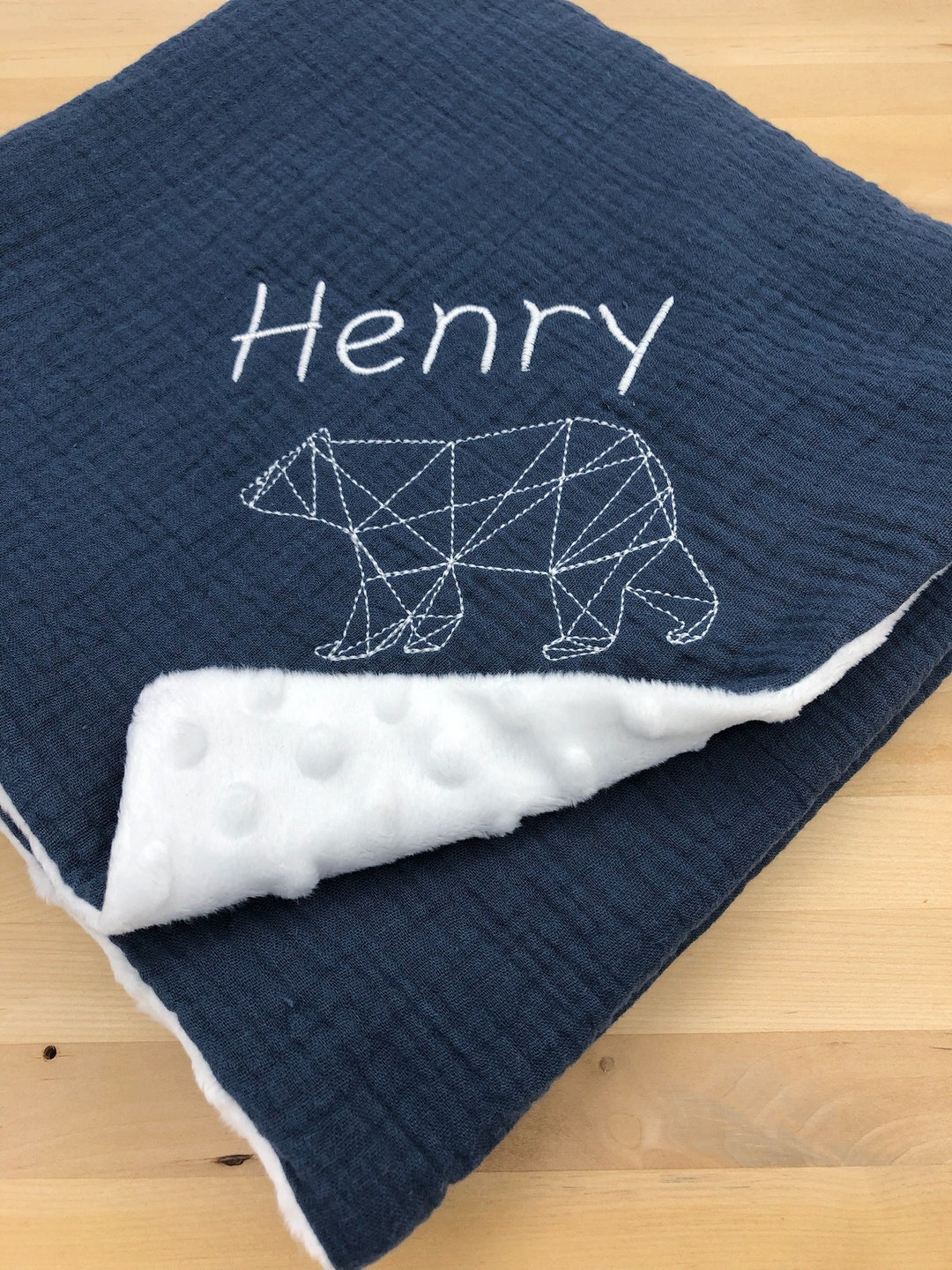 Minky Embroidered Double Cotton Gauze Baby Blanket / Cotton Gauze Throw Etsy