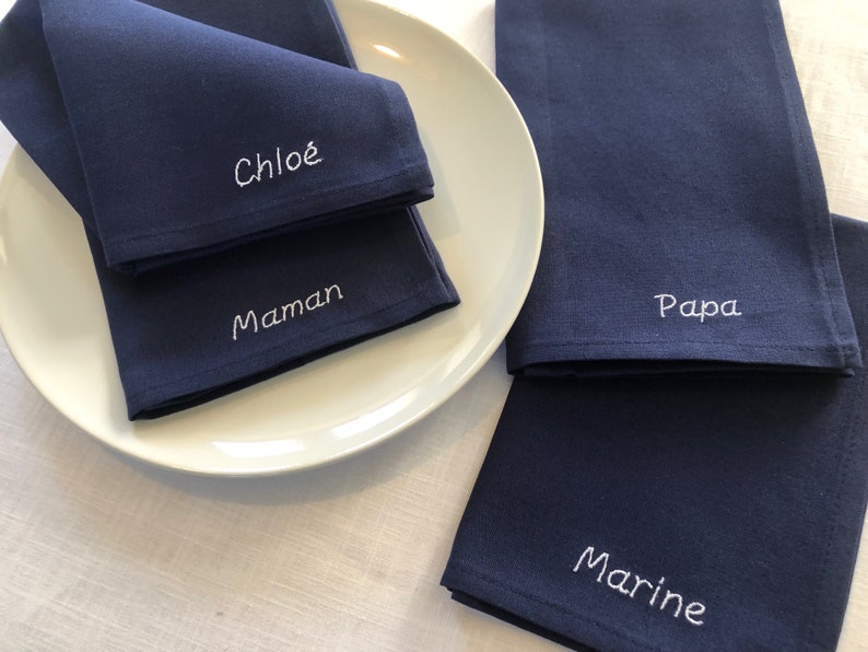 Dark Personalized Embroidered Napkin image 1