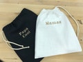 Custom embroidered washed linen pouch 28X25 CM product logo