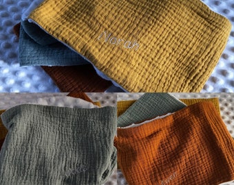 Snood (foulard) bambino/bebè foderato in garza di cotone ricamo personalizzato Minky