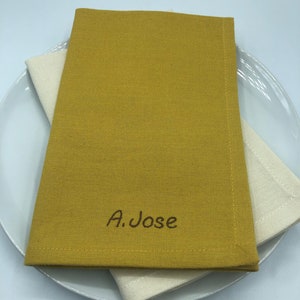 Dark Personalized Embroidered Napkin Curry