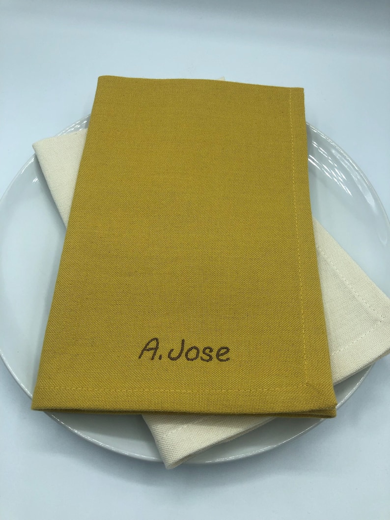 Dark Personalized Embroidered Napkin Curry