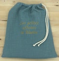 Custom embroidered cotton triple gauze pouch 28X25 CM WATER GREEN product logo