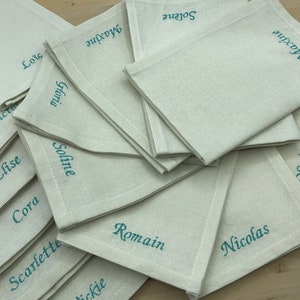 Pack de 6 serviettes de table brodées personnalisées écriture à l'anglaise image 7