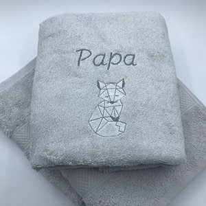 Gray embroidered personalized terry towel