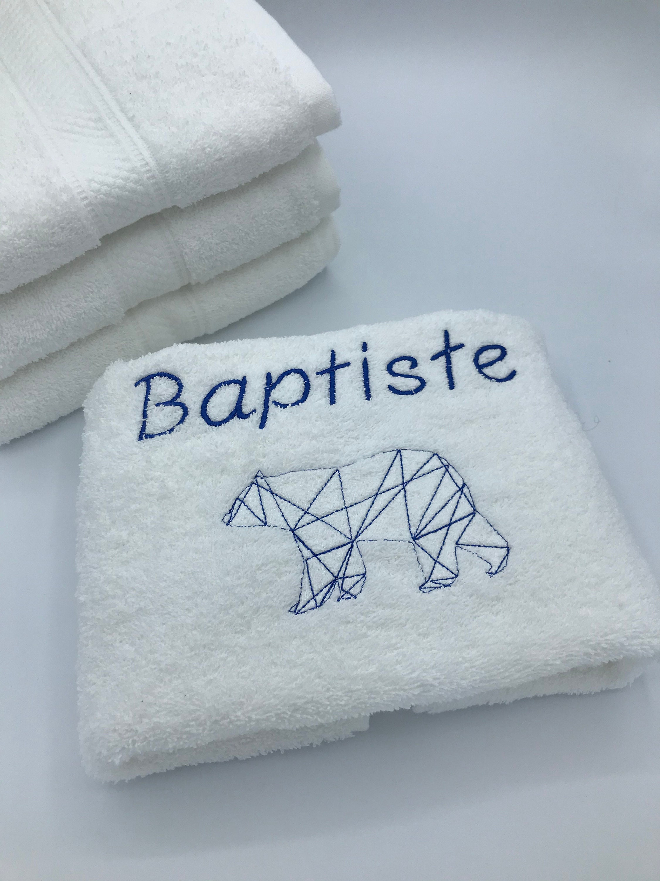 Drap De Bain Personnalisé 100x150 Cm - Éponge épaisse 550g/m² - Broderie Prénom Ou Motif - Grand Et Absorbant