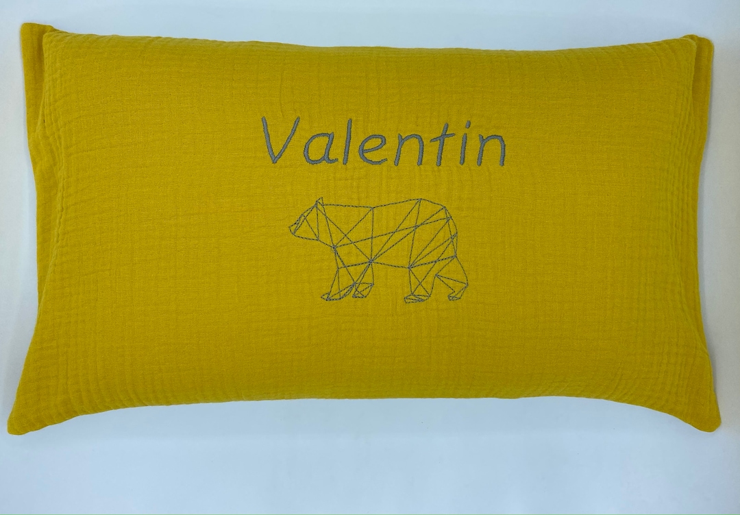 Personalisiertes besticktes Baumwollgaze-Kissen Vorname und