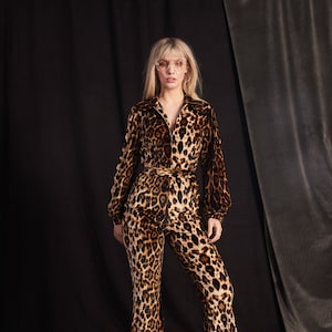 Fifi Jumpsuit in Leopard Print with belt