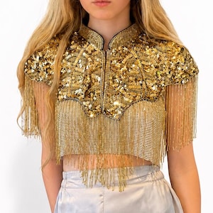 Gold Cleo Pailletten Cape für Disco, Festivals & Party