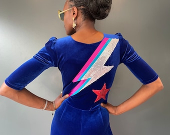 Ziggi Jumpsuit in Electric Blue Velvet
