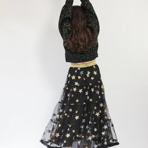 Vivienne Maxi Tiered Skirt with Sequin Stars in Black image 3