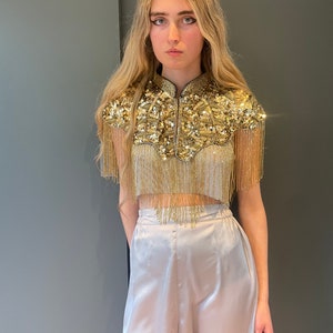 Gold Cleo Sequin Cape see photos for styling options