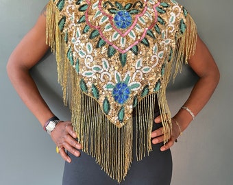 Multicolour Cleo Sequin Cape