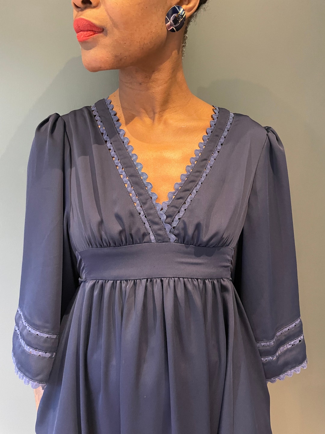 Ingear Rik Rak Rik Rak Navy Blue Dress With Huge Sleeves - Etsy