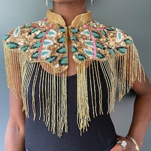 Multicolour Cleo Sequin Cape see styling tips in photos