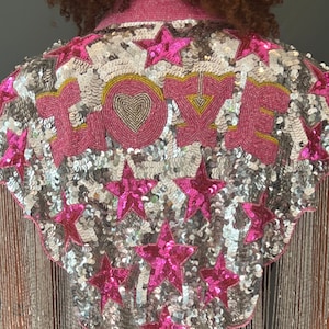 Love sequin cape one size