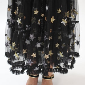 Vivienne Maxi Tiered Skirt with Sequin Stars in Black image 4