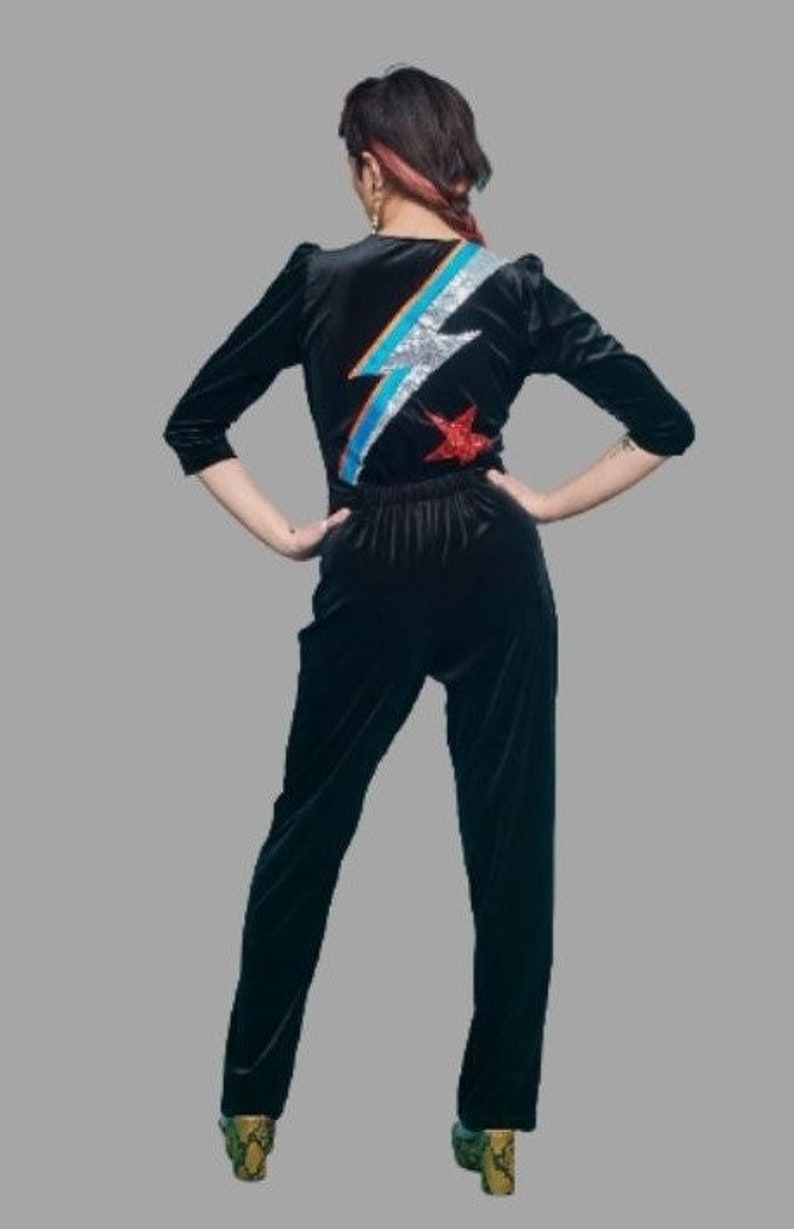 Ziggy Stardust Velvet Jumpsuit in Black 