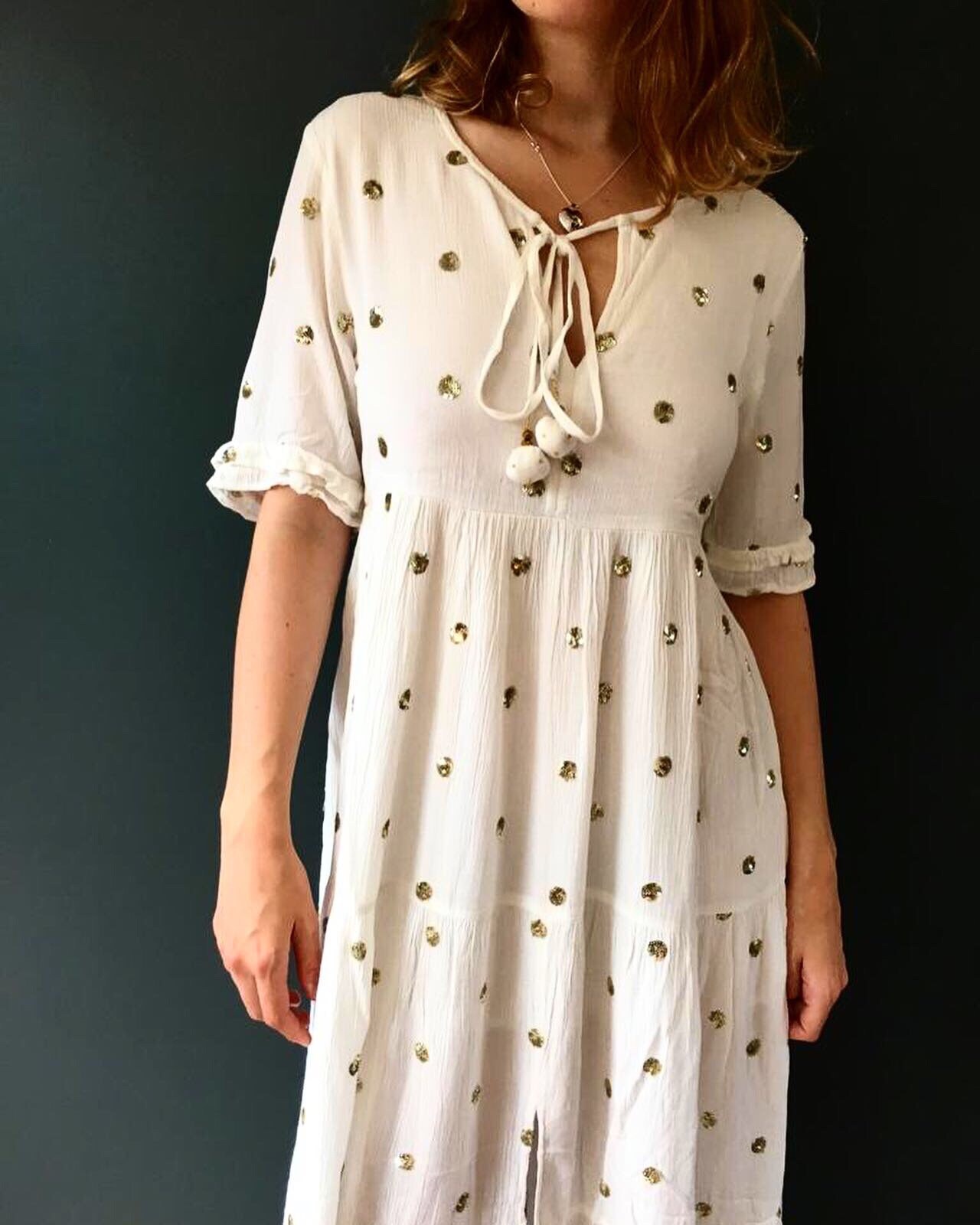 white cheesecloth maxi dress